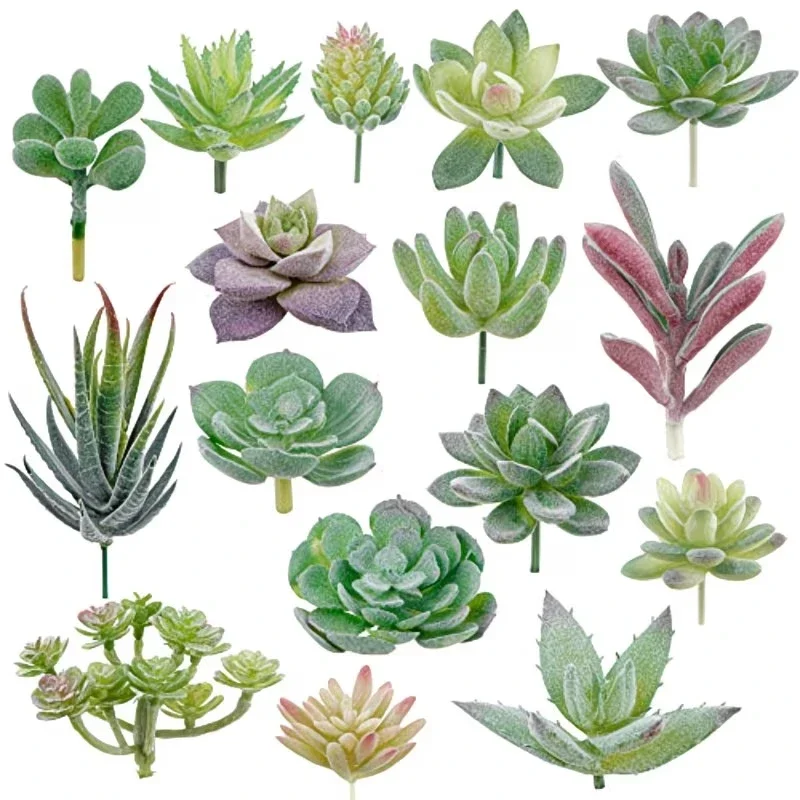 Plantas Suculentas de PVC de Alta Calidad, Planta Suculenta Artificial Verde para Decoración del Hogar y Jardín, Pequeño Bonsái, Plantas Decorativas de Escritorio