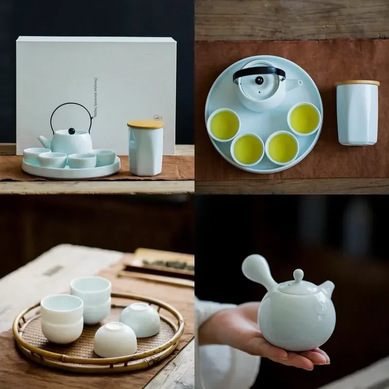 

【CHIMU HOME】 Teapot for Kung Fu Set for Living Room Simple Creative Hotel One Pot Four Cups Pot for Japanese Ceramic