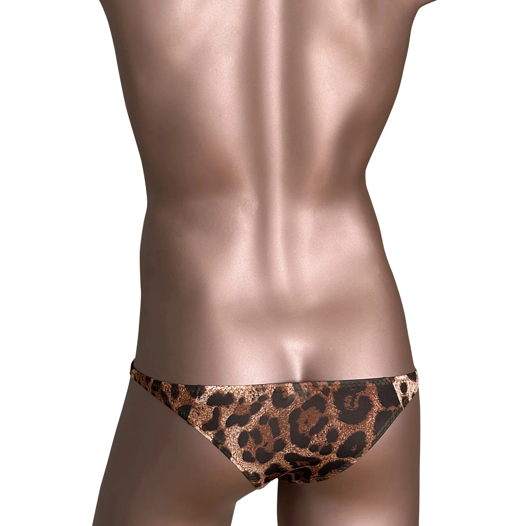Cool Silky Sexy Panties Leopard Printing Men\'s Half Brief Back Bikini Briefs Underwear Style Triangle Undershorts Thongs