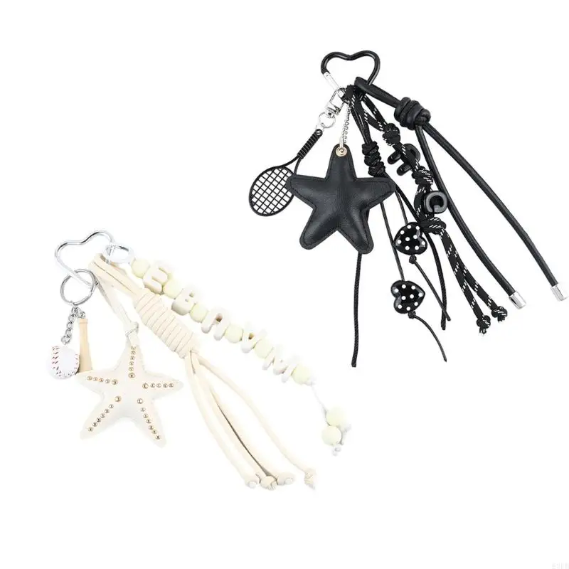 

E8FB Keychain,Braided Rope Bags Charm Car Key Rings Aesthetic Keychain Accessory
