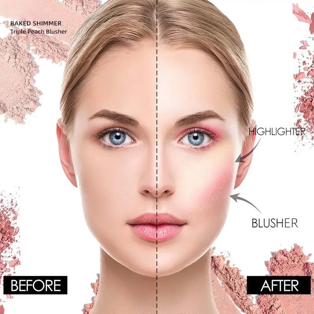 New 3 Colors Face Blusher Natural Long Lasting Blush Palette Multifunctional Waterproof Eye-shadow Women