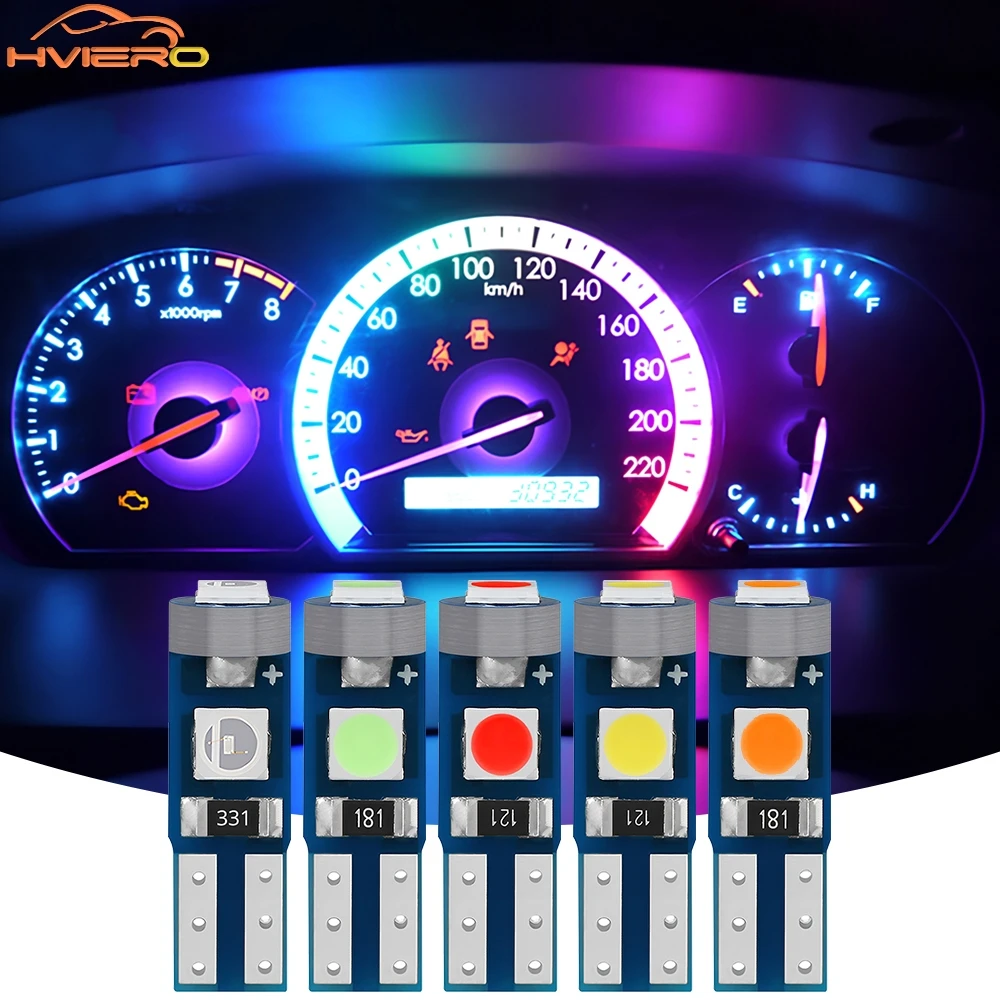 2/4/10/20Pcs T5 W3W Led Bulb 3030 3SMD Canbus 12V Car Interior Lights Dashboard Warming Indicator Wedge Auto Instrument Lamp