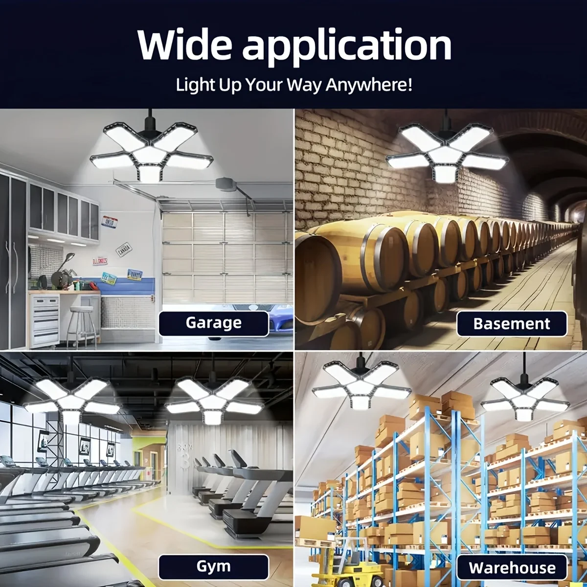 1/2 pièces LED lumières de Garage avec 5 + 1 panneaux réglables E26/E27 plafonnier déformable 6500K LED magasin lumière pour sous-sol Garage