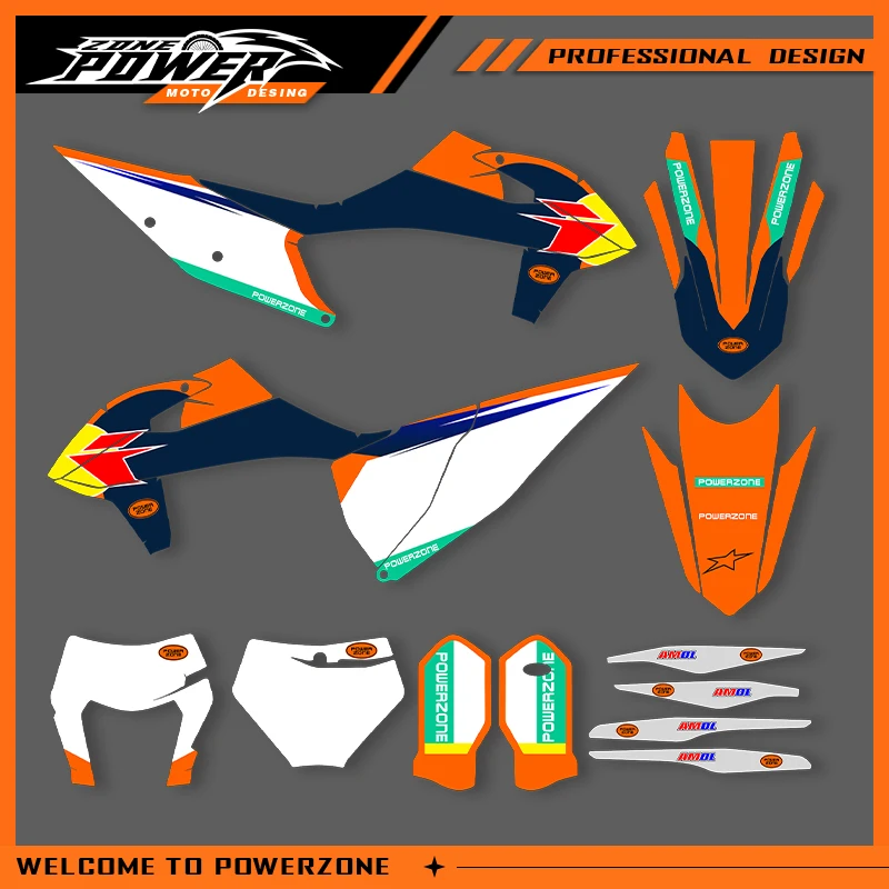 

Powerzone Graphics For KTM SX SXF 2019-2022 EXC EXC-F 2020-2023 200 250 300 350 Decals Stickers Motorcycle Background Custom 06