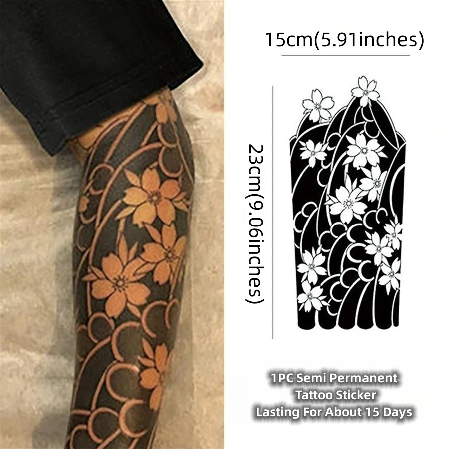 1PC Long-lasting (up To 15 Days) Waterproof, Safe, Healthy, and Realistic Black Series Temporary Tattoo Stickers