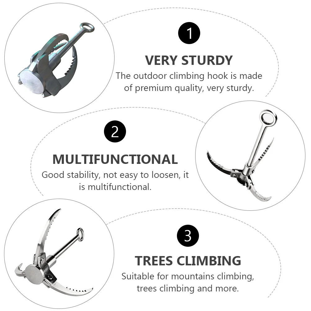 Rock Climbing Hook Flying Tiger Claw Tool for Hiking Survival Stainless Steel Grappling Camping Folding Outdoor