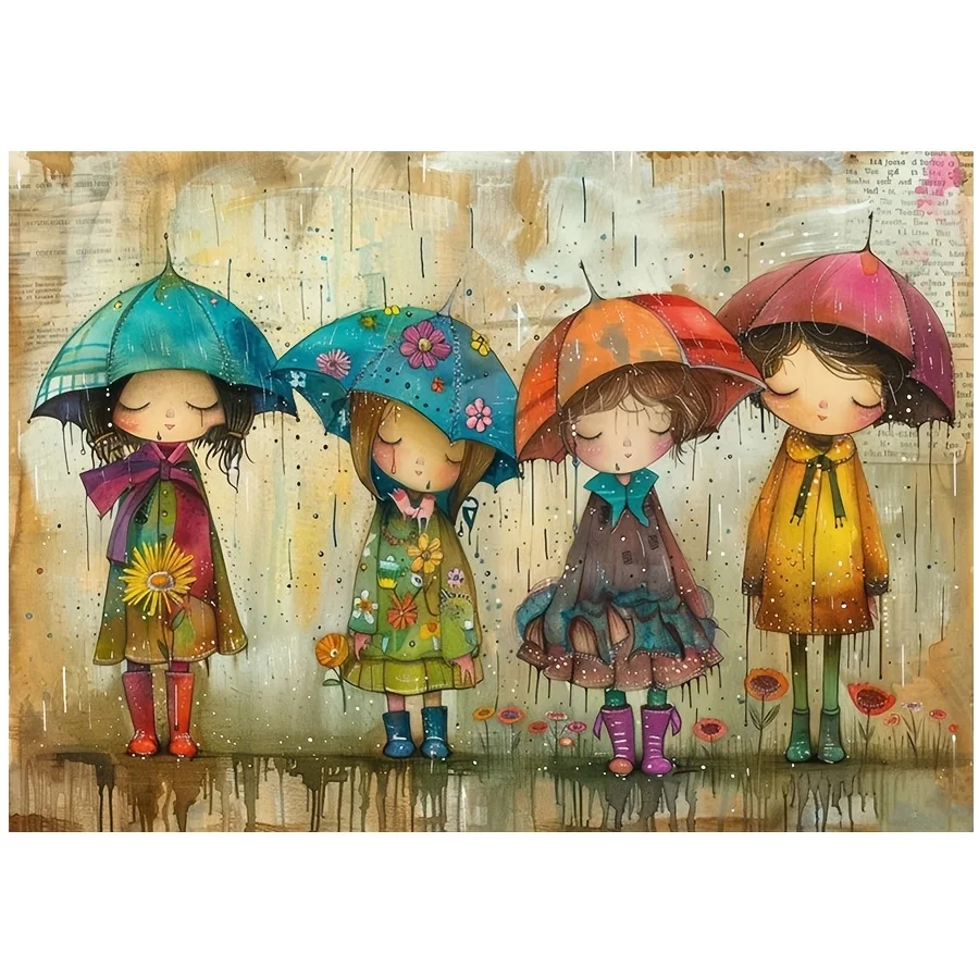 Kit de peinture diamant 5D pour adultes, perceuse ronde complète, conception de filles de dessin animé, toile d'art mosaïque DIY, artisanat de décoration d'intérieur et idée cadeau