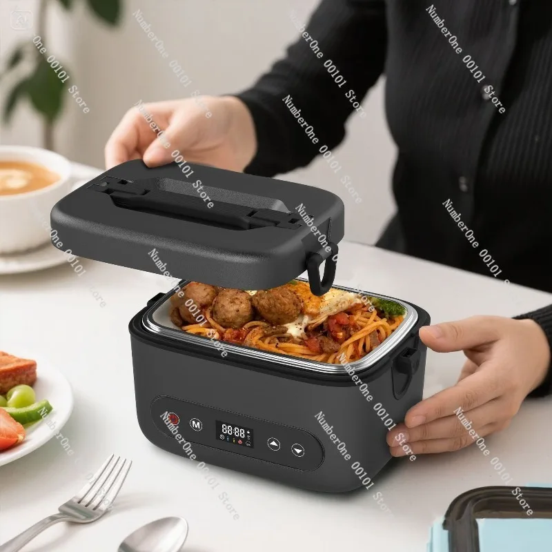 Portable Electric Lunch Box for Office Car, No Water Needed Self-Heating Food Warmer, 12V Charging Heated Lunch Container