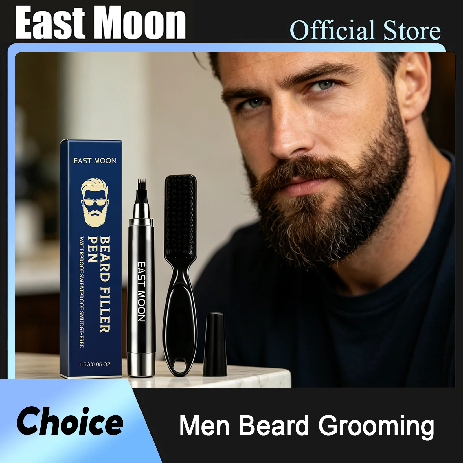 Beard Filler Pencil Kit With Brush Enhance Full Beard Look Shaping Moustache Contour Waterproof Hair Eyebrow Beard Coloring Pen