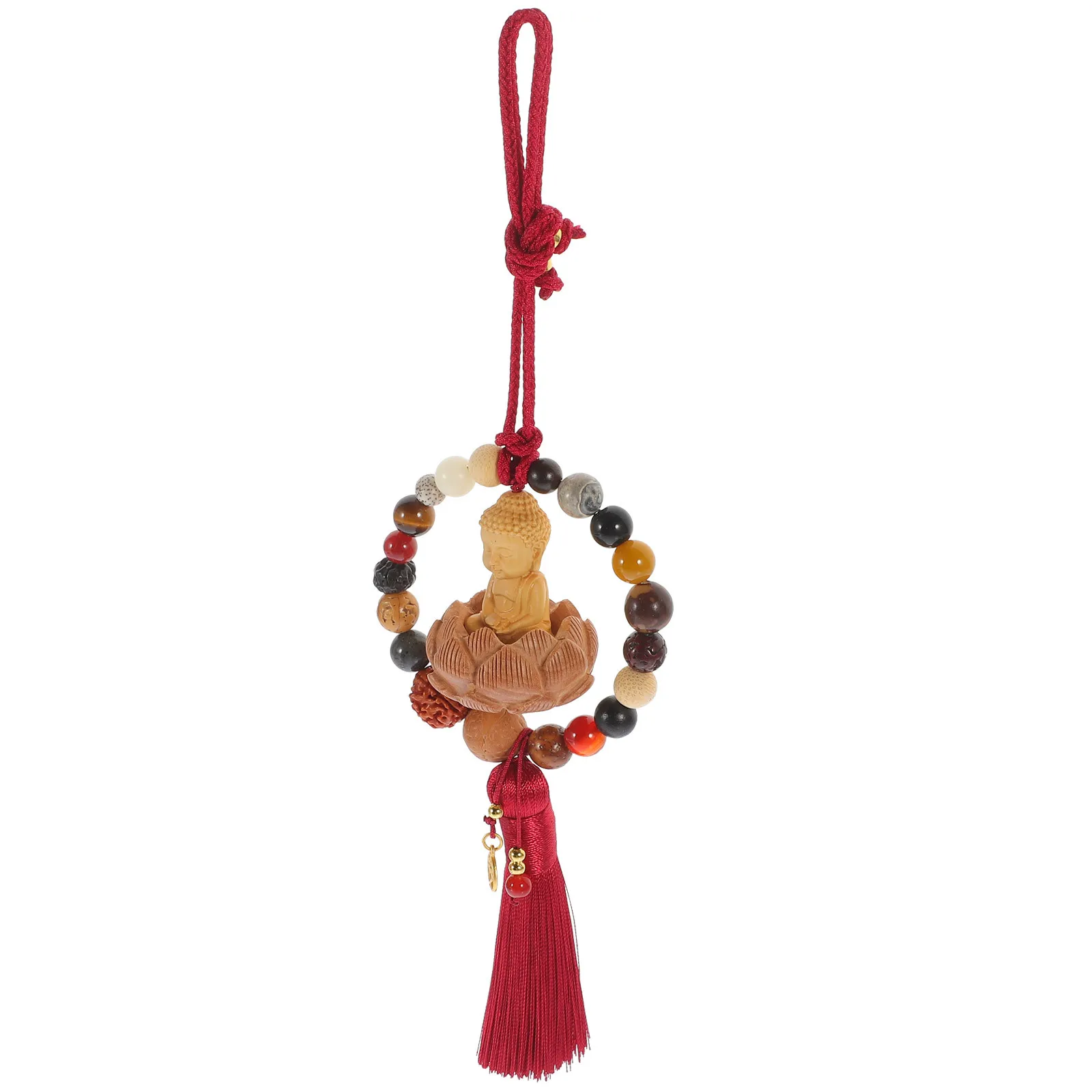 خشبية بوذا قلادة النمط الصيني لوتس منحوتة معلقة حلية لسيارة جدار ديكور المنزل خمر الحرفية سحر فنغ شوي