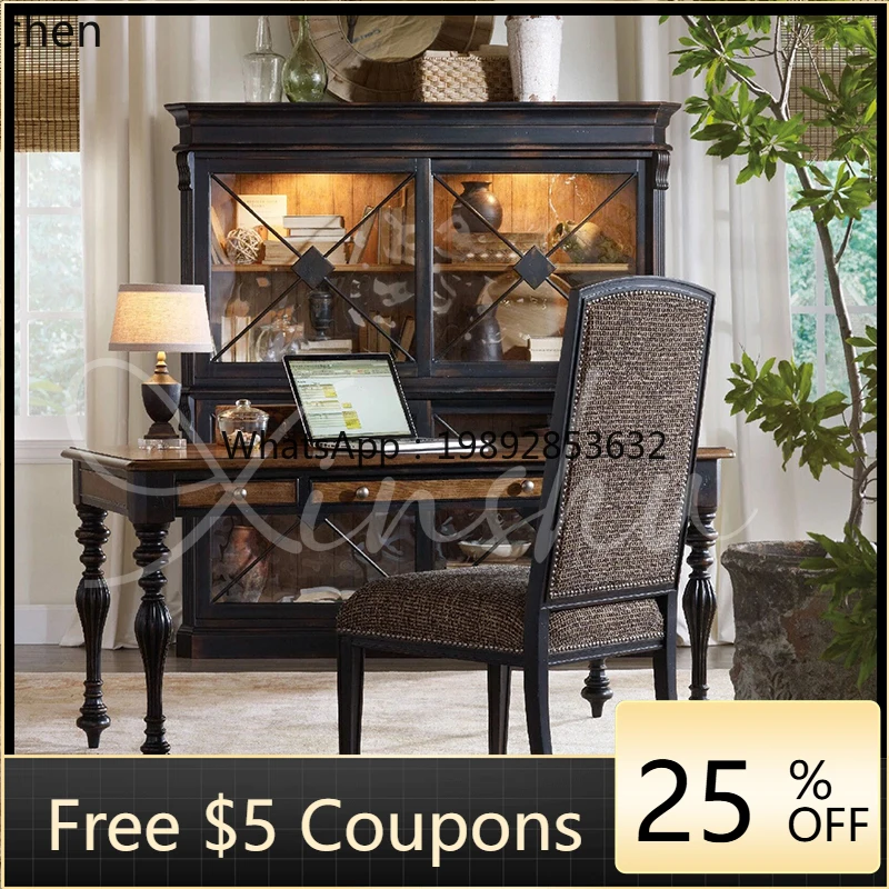 

rural solid wood office made old study table and chair combination household computer desk