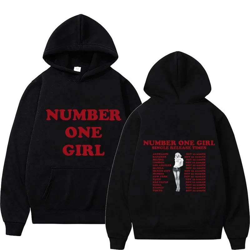 ROSE Number One Girl Printing Hoodies Hooded Men Women Winter Warm Sweatshirts Long Sleeve Casual Male Pullovers Boys Streetwear