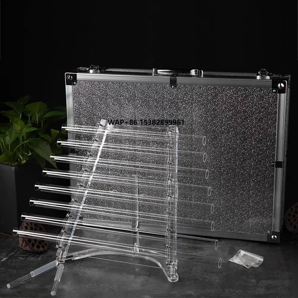 GLS Healing Therapy Transparent Quartz Crystal Singing clear Harp 432hz 440hz Sound Healing Carry case Crystal Harp