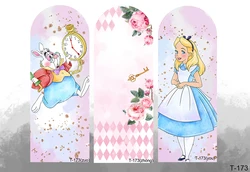 Alice In Wonderland Arch Backdrop Double Side Cover Tea Party Baby Girl Birthday Balloons Arch Stand Party Chiara Wall Decor