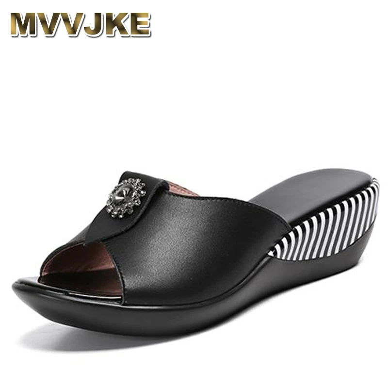 

Шлепанцы женские на танкетке, сандалии на толстой подошве, роскошная повседневная обувь, цвет черный/красный, лето