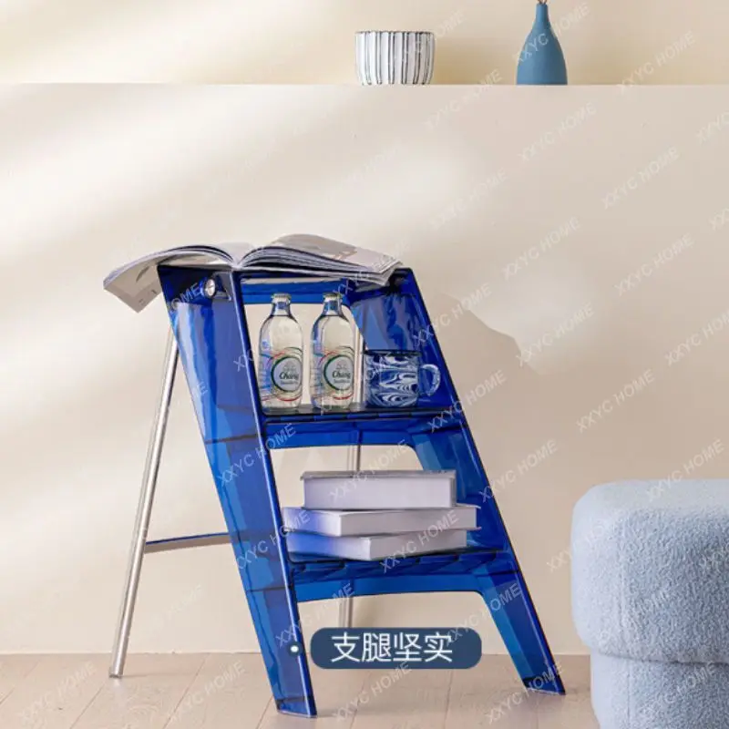 Creative Portable Ladder Acrylic Folding Chair Indoor Transparent Three-Step Ladder