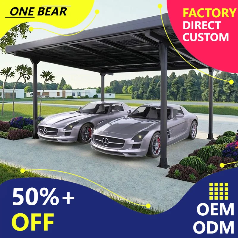 Any Size Custom Household Commercial Solar PV Carport Eco Energy Saving Stable Frame Outdoor EV Charging Vehicle Parking Shelter