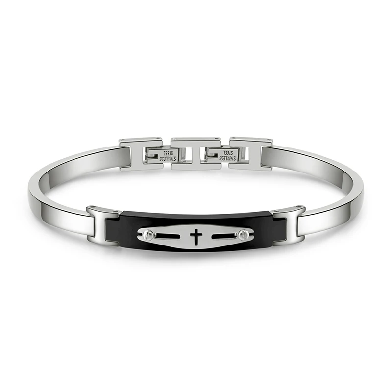 PAPERPLUS | Men Stainless Steel Black Bangle . Cross Pendant. Hip Hop Punk Jewelry.Unique 2024