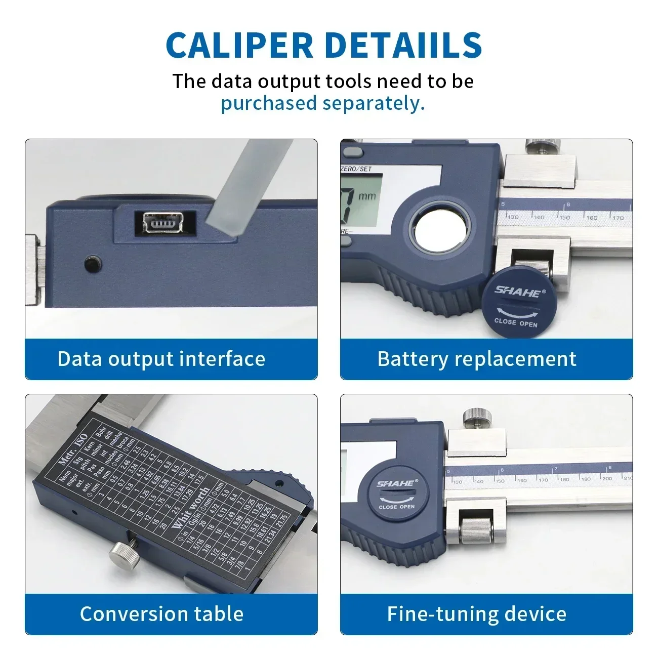 SHAHE Caliper Measuring Tool 40\'\'1000mm,Digital Micrometer Caliper Too,l Vernier Caliper with Stainless Steel Large LCD Screen