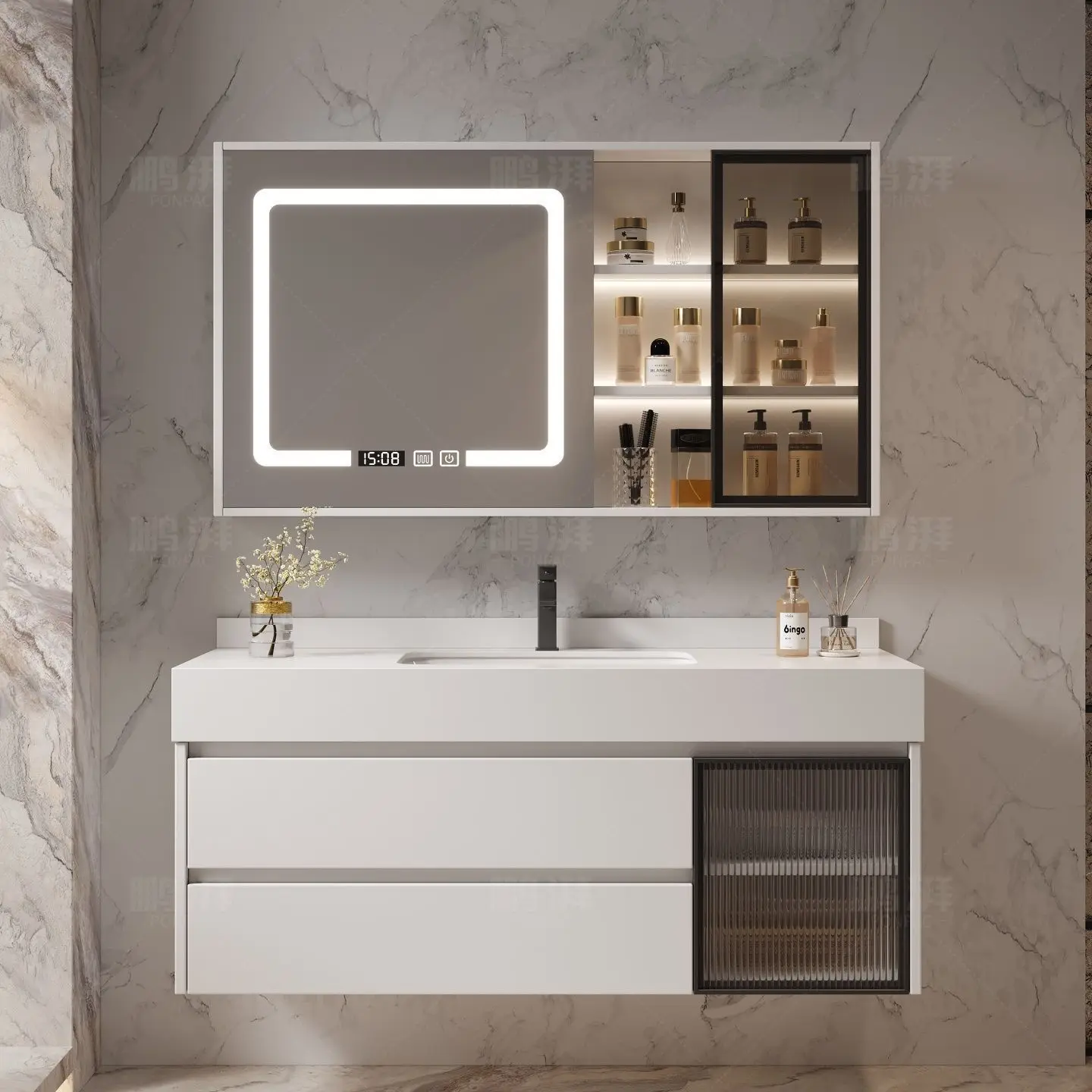 Light luxury bathroom cabinet Modern simple bathroom Slate washbasin Hand washing combination Wash ceramic set