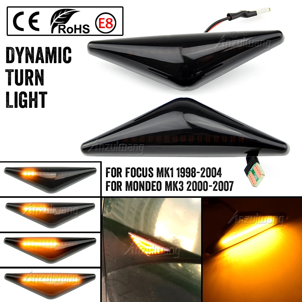 2PCS LED Dynamic Side Marker Turn Signal Light For Ford MONDEO MK III 2000-2007  Sequential Blinker Light
