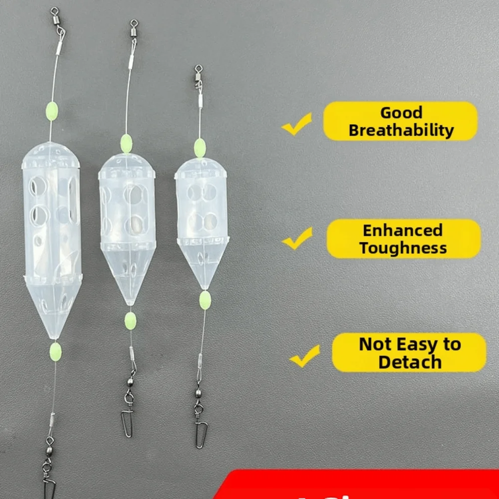 3pcs Set 3pcs Set Luminous Bait Cage Yellow Foam Ball S M L Sizes Maggot Feeder Rotating Design Luminous Feature