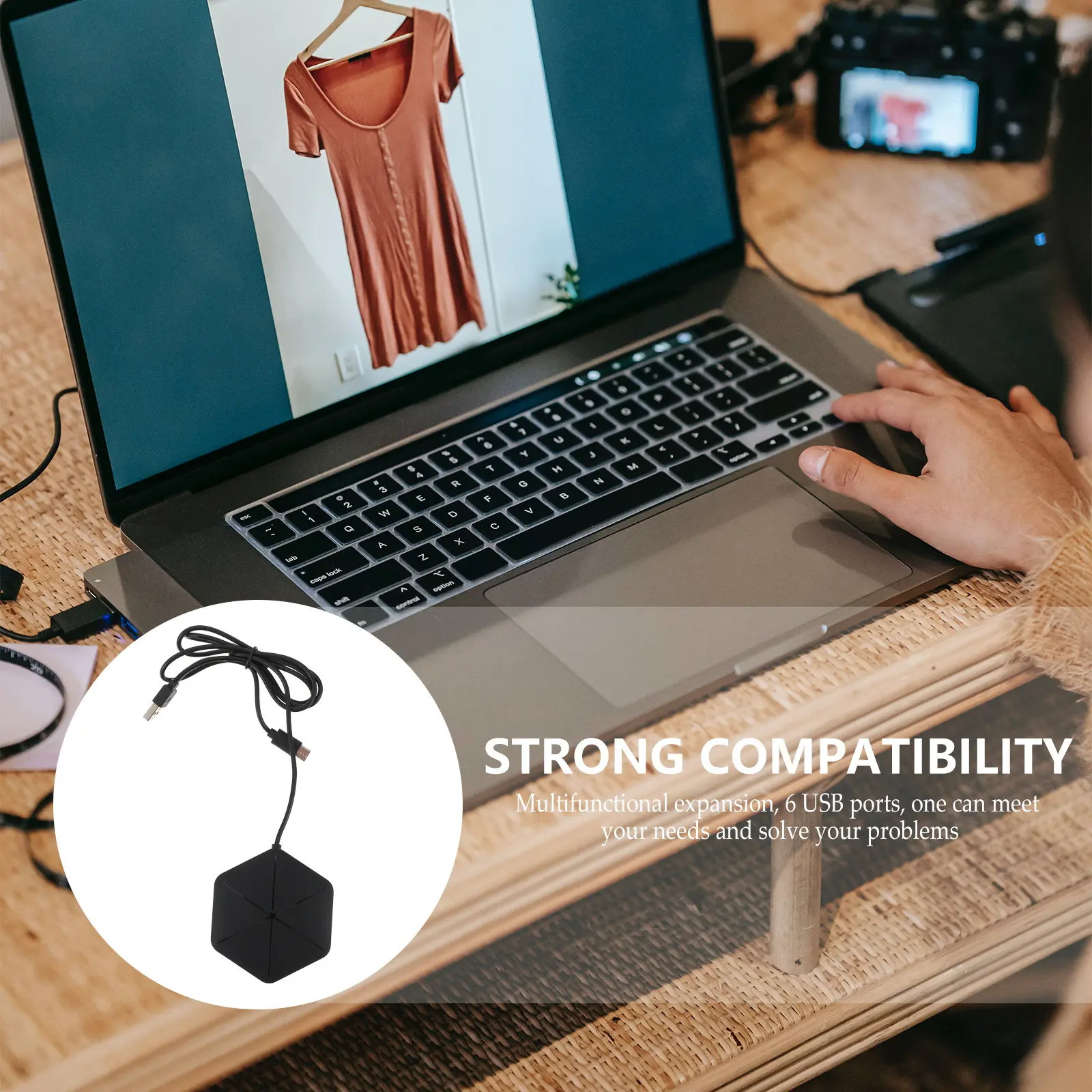 1Pcs USB Hub 6 Port Multifunction Expansion Portable Computer Adapter High Speed Data Transfer Multipurpose Hub Converter