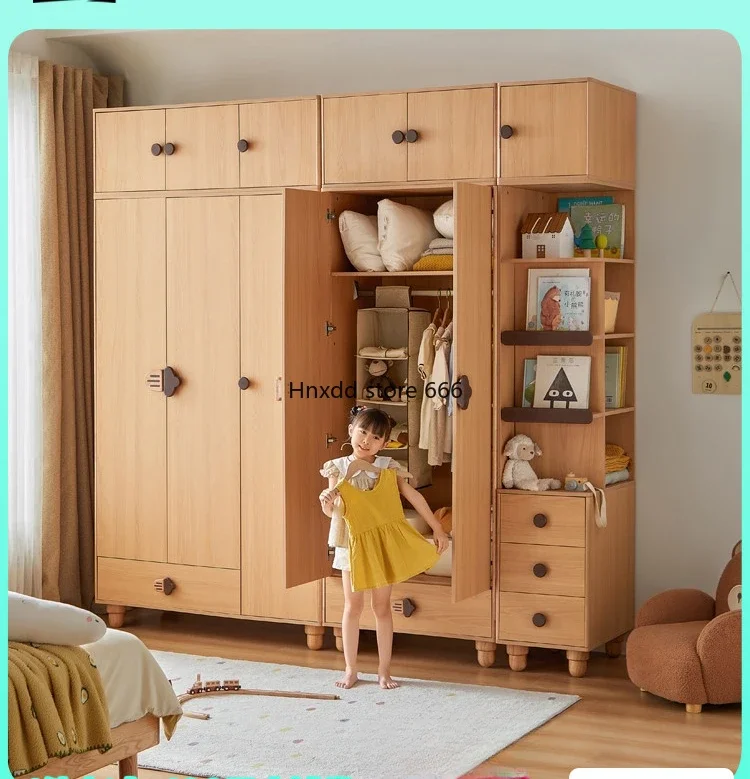 Solid wood feet children's wardrobe home 2024 new wardrobe