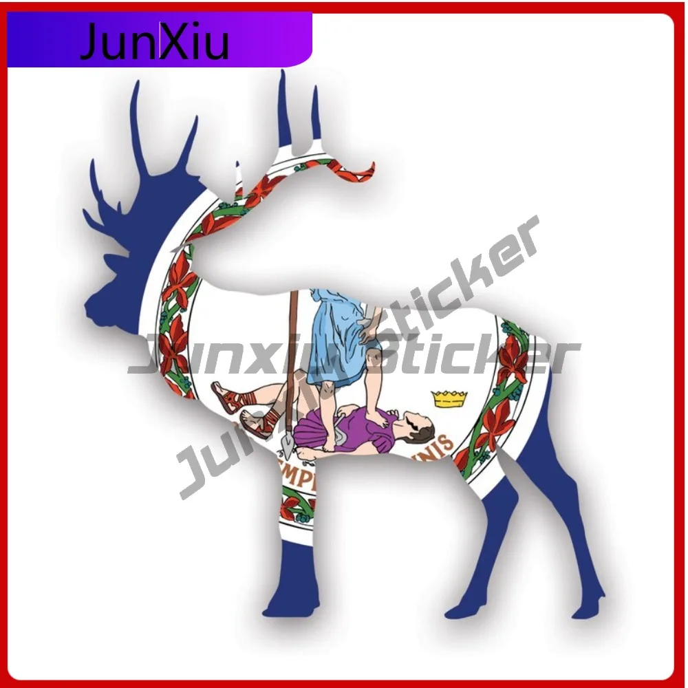 

Virginia Deer Shaped Weather Resistant Waterproof Funny For Laptop Truck Car Body Self Adhesive Easy Apply Decal Anime Style