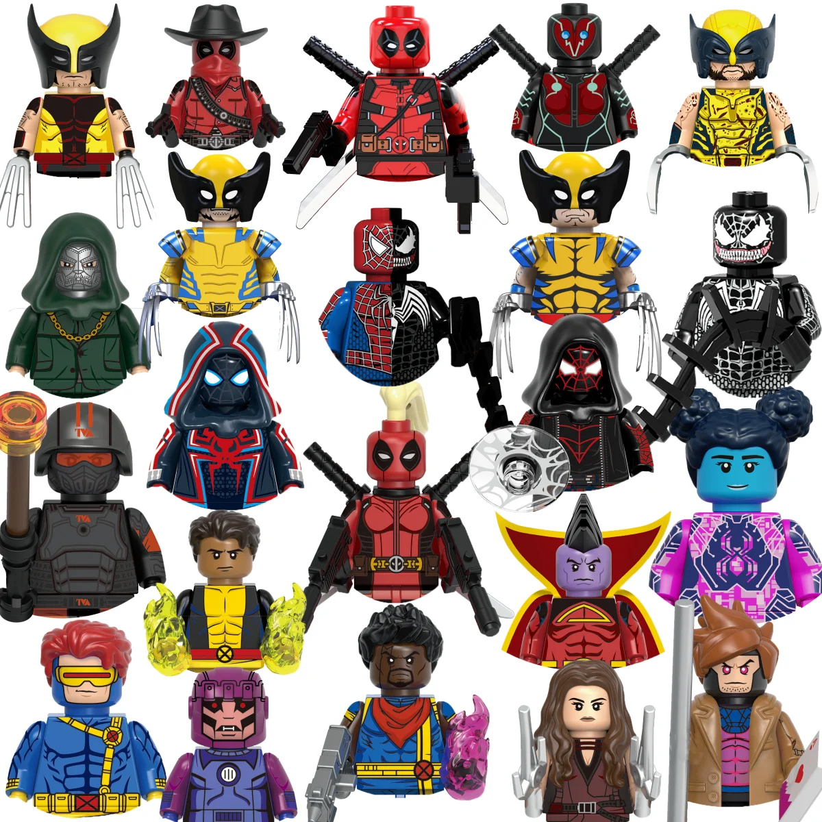 Marvel X-Men Spider-Man Deadpool Wolverine Puzzle toy Classic anime character building blocks adult children birthday gift