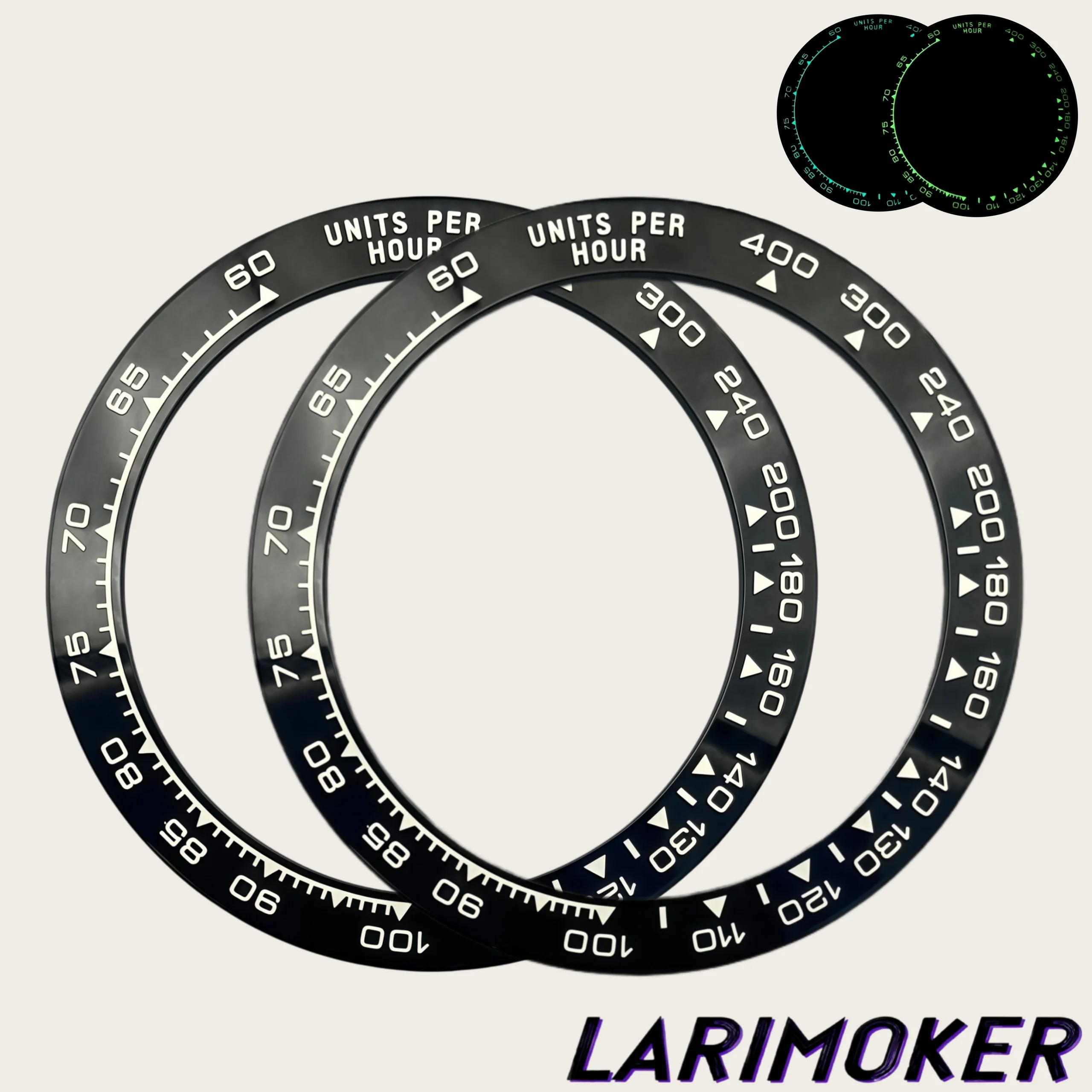 LARIMOKER VK63 39.3*31.3mm bezel Sloped Ceramic bezel BlueGreen Luminous fits 40MM ﻿Watch Case For Chronograph watch accessories