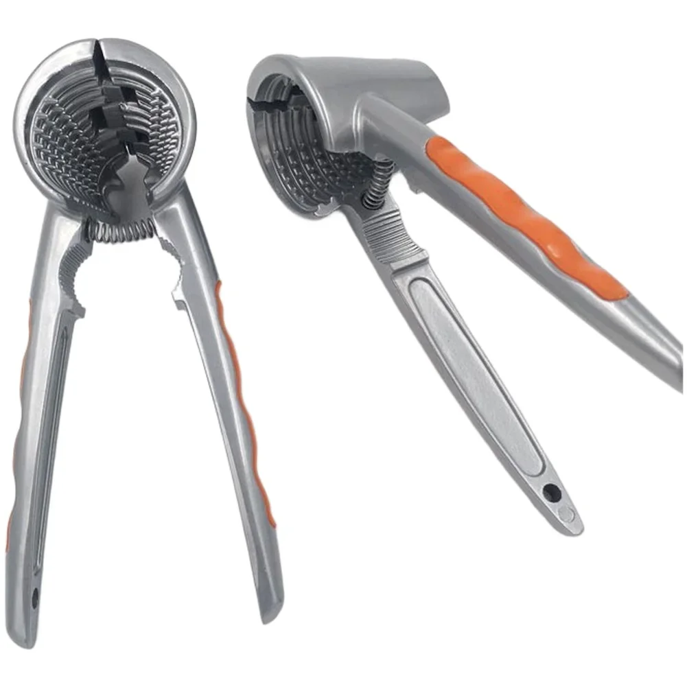 Compact Zinc Alloy Walnut Cracker with Funnel Design and Anti Slip Silicone Grip Nut Cracking Tool for Kitchen Use Green Orange