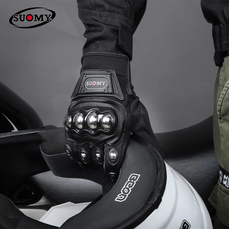 Summer Stainless Steel Knuckle Gloves Men Anti-Slip Protective Motorcycle Cycling Gloves Anti-Impact Hiking Motocross Gloves