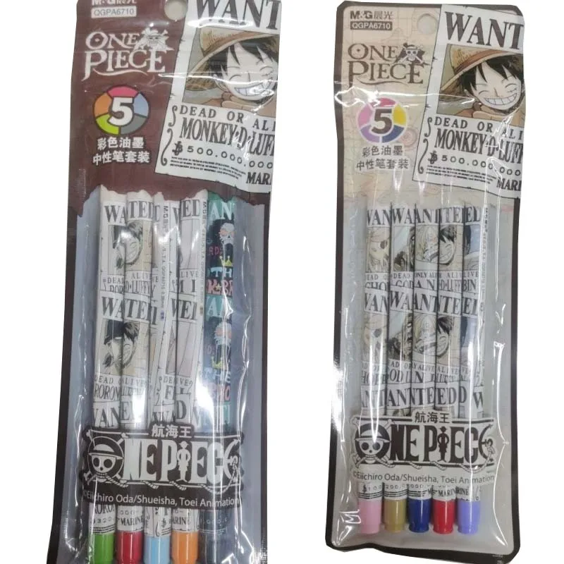 

5pcs ONE PIECE Luffy Gel Pen Set School Supplies Black Ink Ballpoint Pens Creative Kawaii Writing Tool School Office Stationery