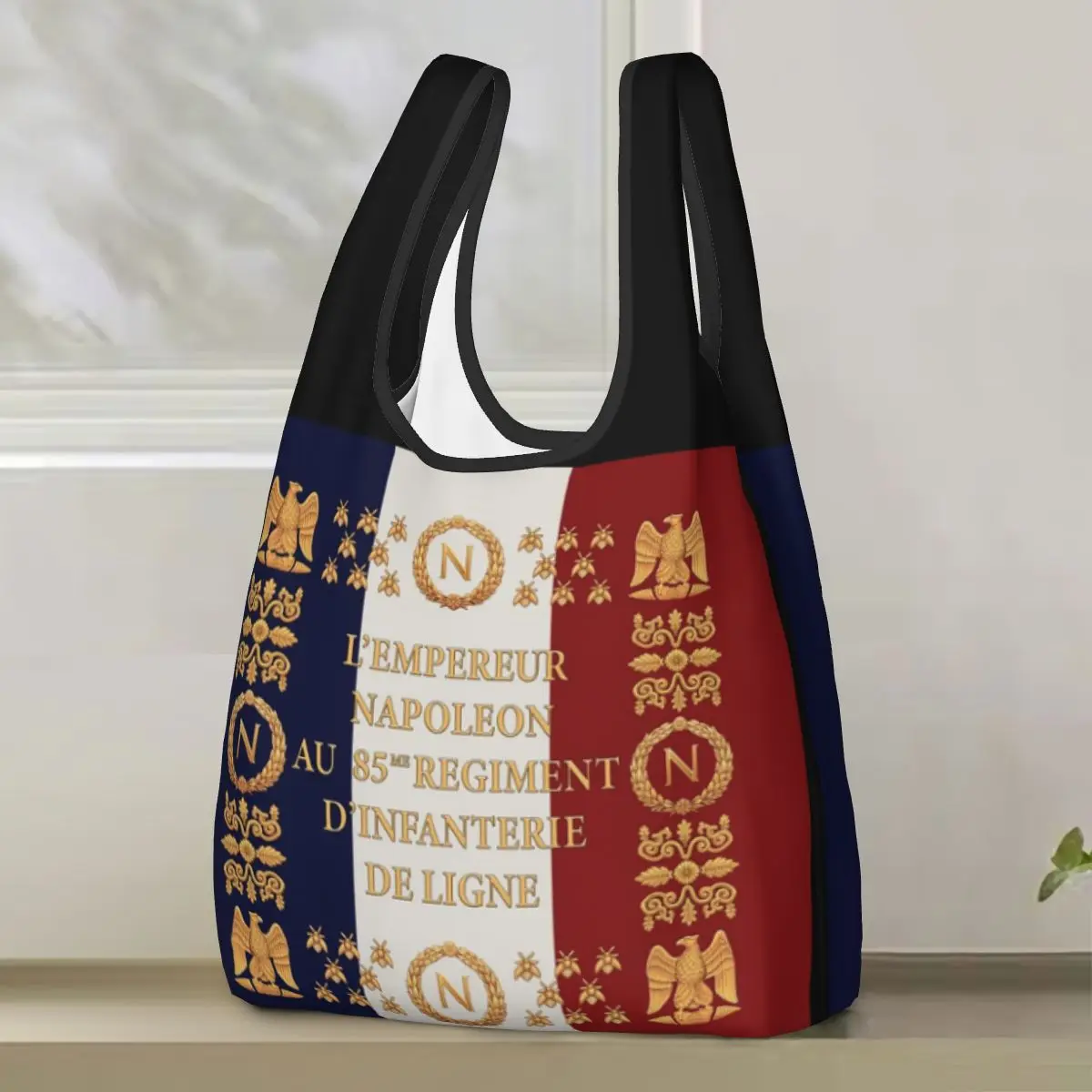 

Наполеонский французский 85-й полковый флаг Сумка для покупок Портативные сумки-тоут Многоразовая сумка-шоппер на плечо Сумка для продуктов