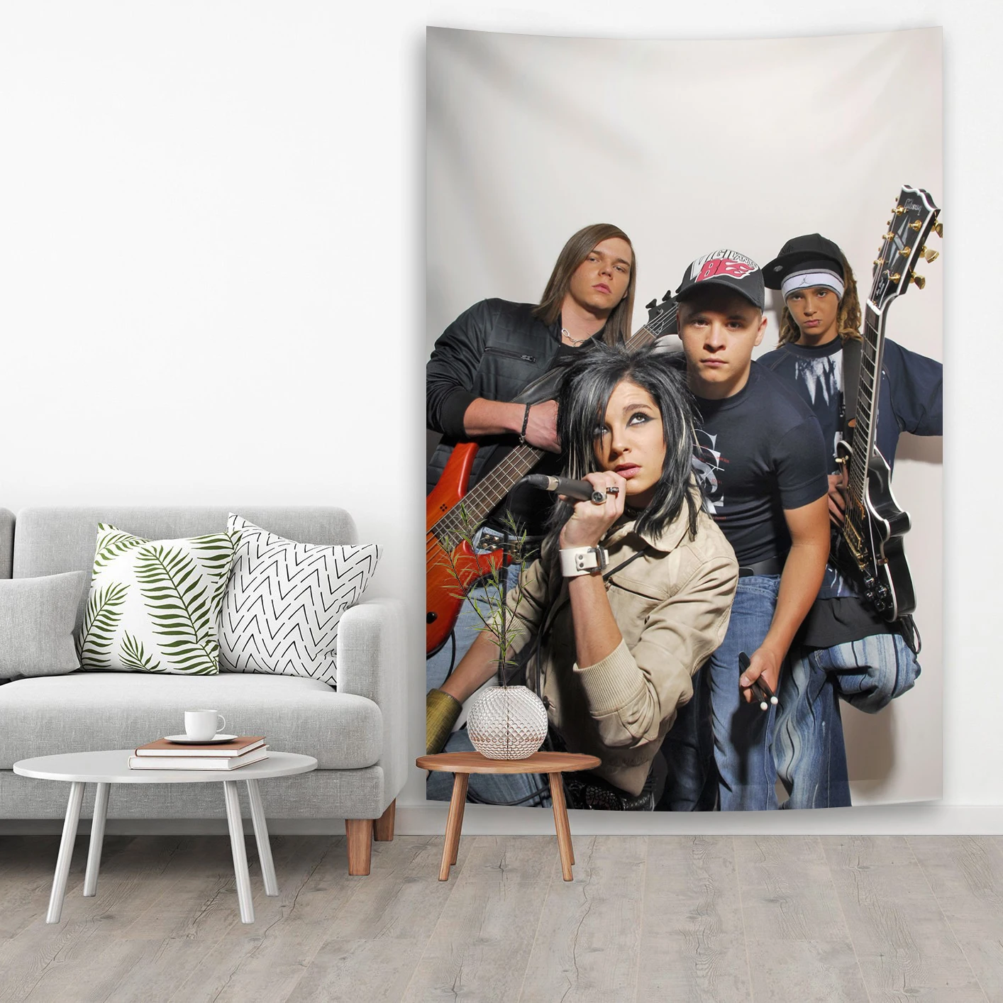 German Rock Band Posters Printed Wall Hanging Tapestries Tokio Hotel Bedcrop Background Cloth Home Decorations