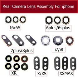 Back Rear Camera Glass Lens Ring Cover With Frame Holder For iPhone 6 6S 7 8 Plus X Xr Xs Max    Camera Glass Lens + Frame Parts