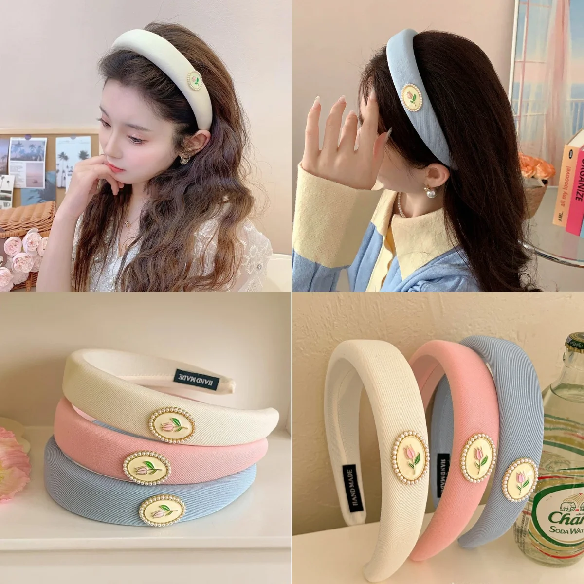 

Girls High Cranial Compression Headband Face Wash Makeup Non-slip Headdress Sponge Cushion Hair Band