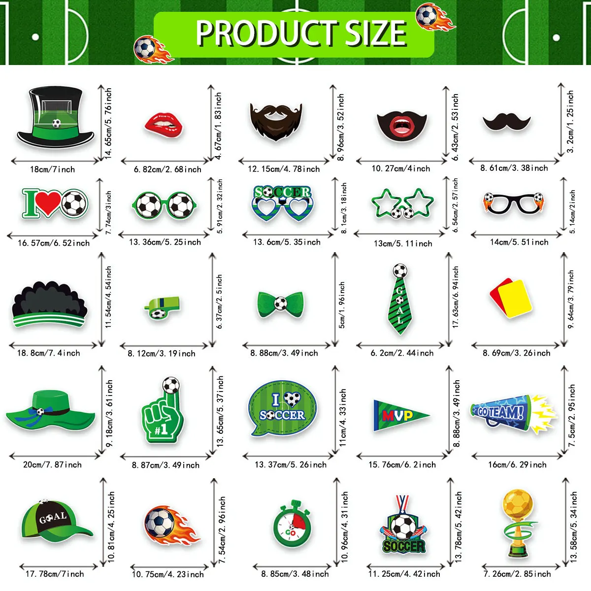 25pcs Football Theme Party Decor Photo Booth Props Sports Birthday Handheld Photo Masks Football Series photo booth