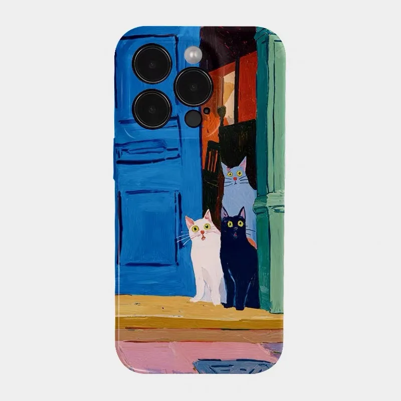 

Blue Cat Eating A Watermelon Phone Case for IPHONE 17 Air 16E 15 PROMAX 14 Plus 13 12 MINI 11 PRO 16Plus XR Acrylic Phone Cover