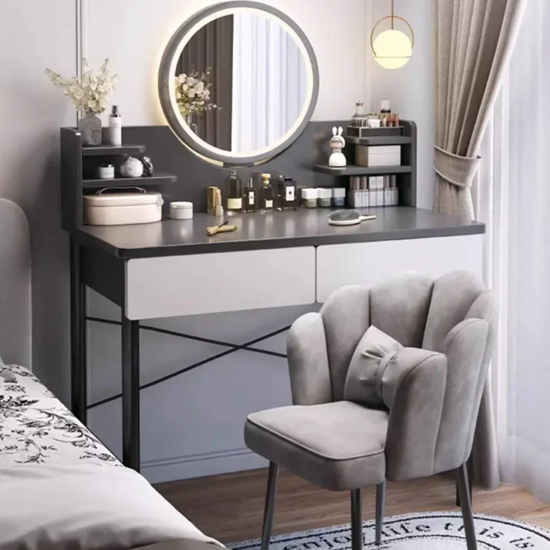 

Nordic Grey Dressing Table Natural Wood Affordable Cheap Dressing Table Storage Stool Penteadeira De Maquiagem Bedroom Furniture