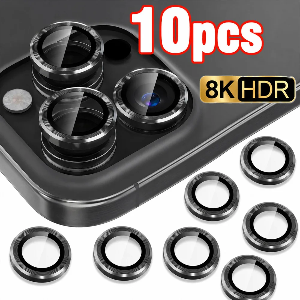 NNBILI 10 Stück Schwarze Ultra HD Vollabdeckende Kameralinsen-Schutzfolie für iPhone 18 17 16 15 14 13 12 11 Pro Max 14 15 16 Plus 18