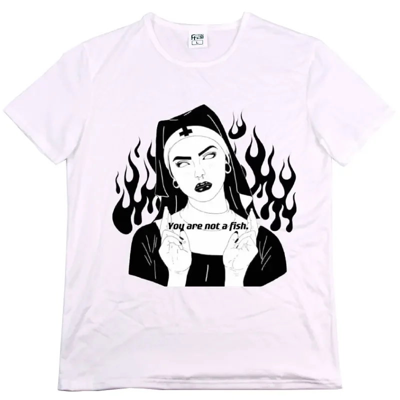 Men women T Shirt Hot Sexy Nun Nonne Religieuse Pin Up Church Of Satan Anton Lavey Satanic Occult Goth Gothic tees