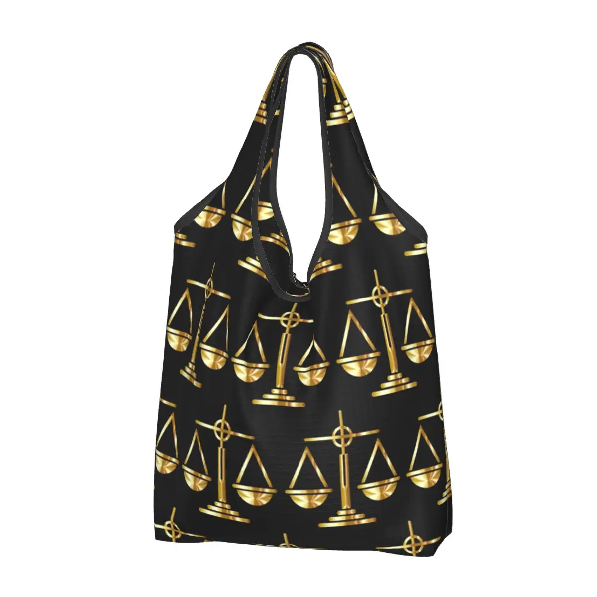 Cute Gold Scales Of Justice Law Logo Shopping Tote Bags Portable Lawyer Legal Party Groceries Shoulder Shopper Bag