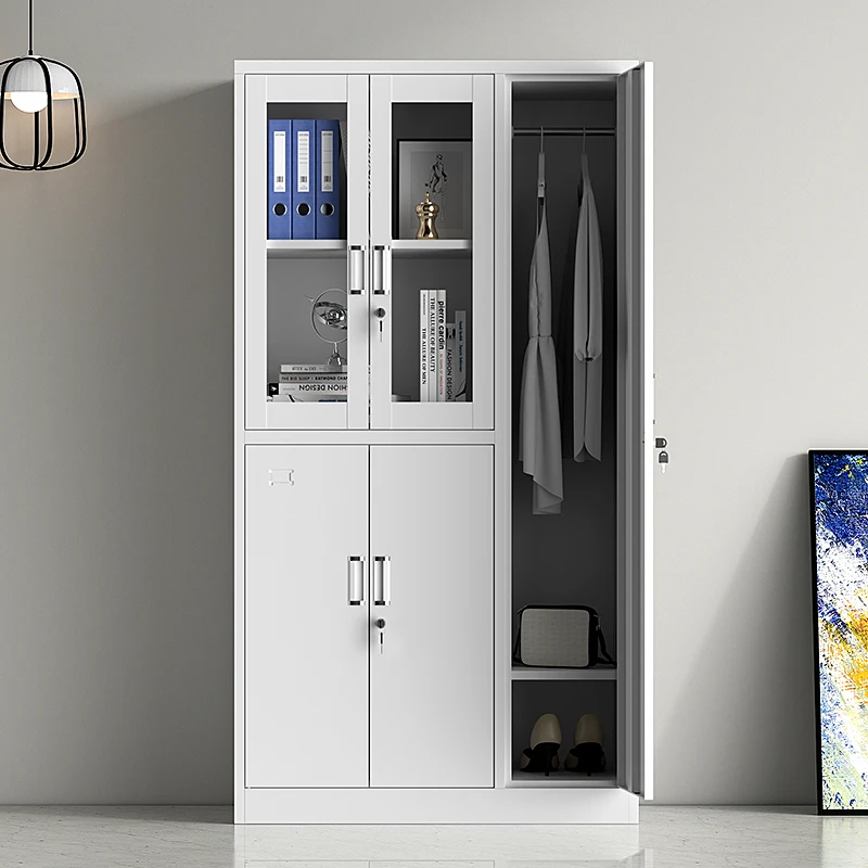 Foshan office five-door glass staff locker file cabinet iron locker High Quality