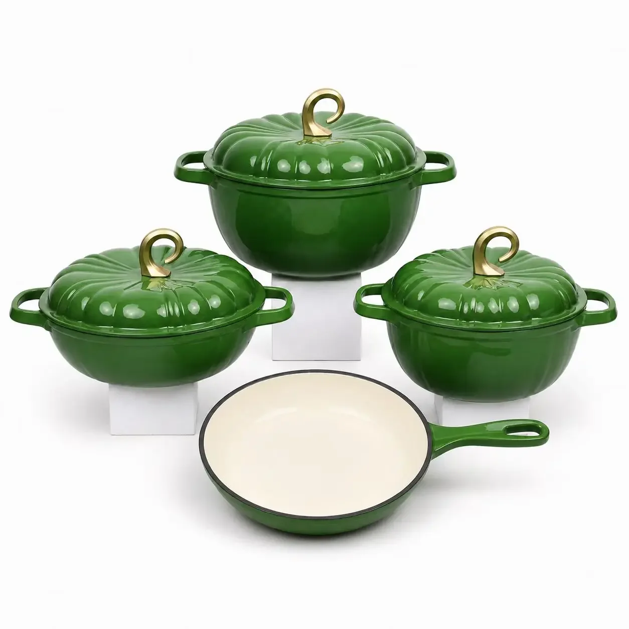 7pcs Kitchen Enamel Cast Iron Dutch Oven Non Stick Pan Pumpkin Stew Soup Stock Pot Casserole Cookware Set