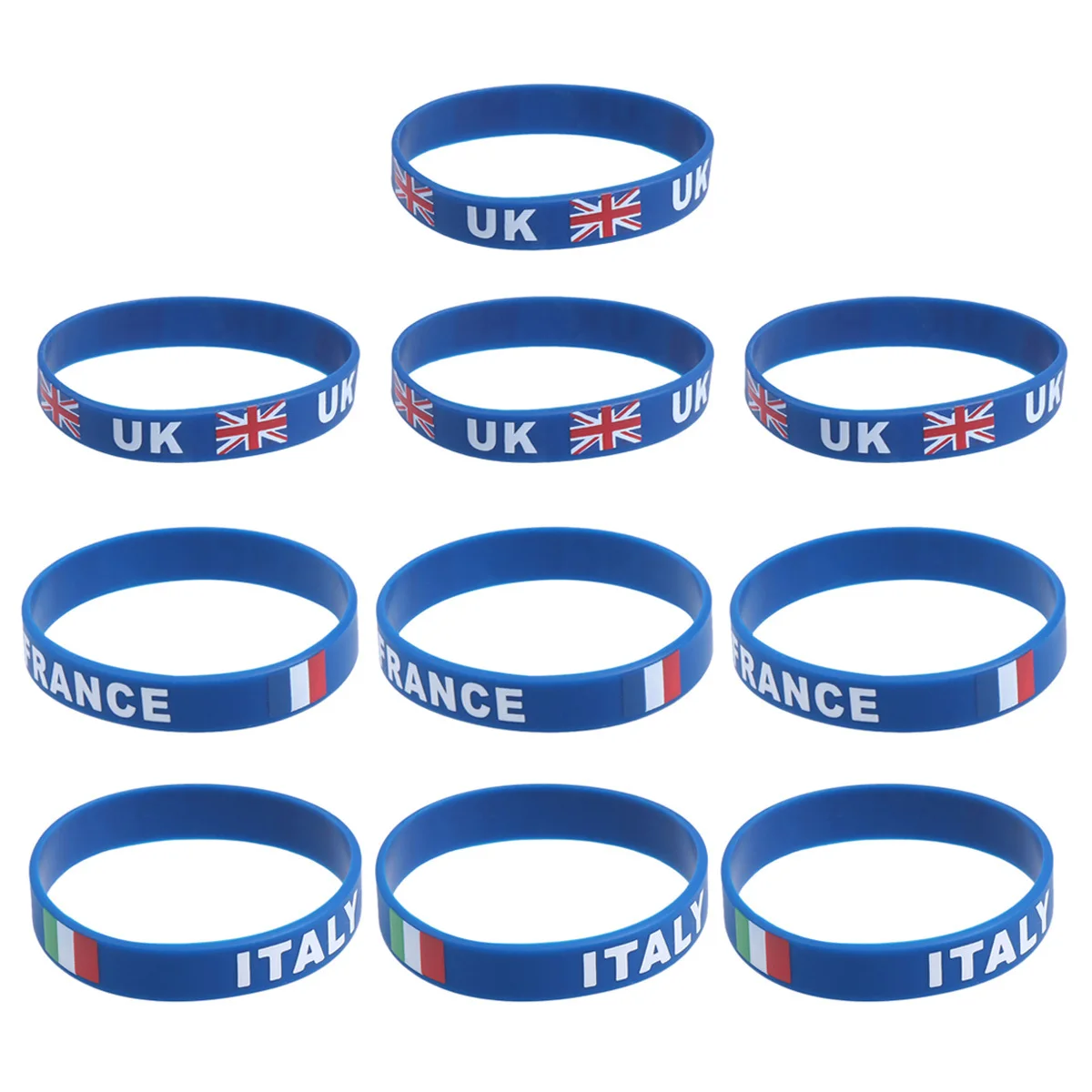 

10Pcs Silicone Country Wristbands Flag Printed Eco-Friendly Sports Game Football Accessories Comfortable Fit National Team Fan