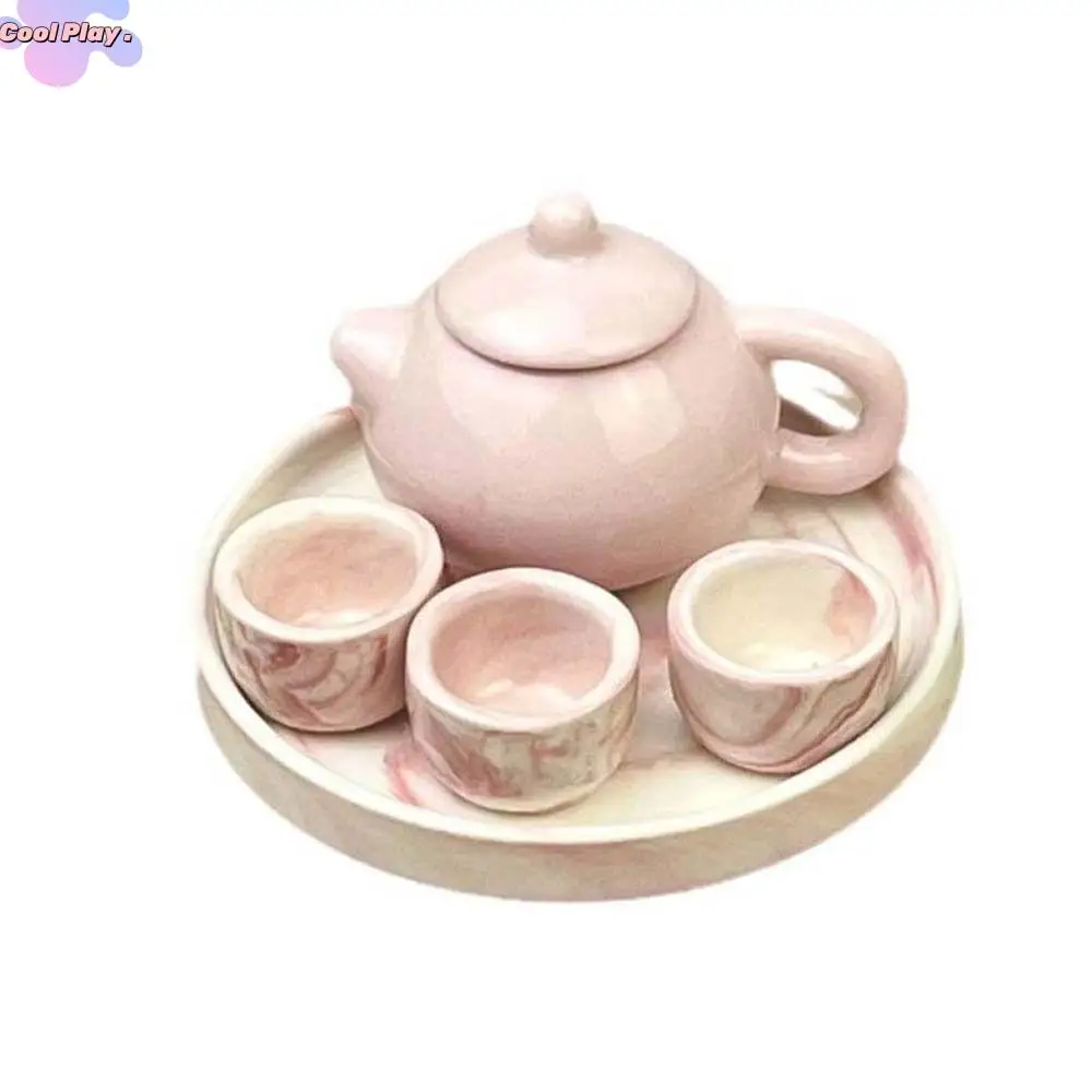 

Simulation Mini Tea Cup Set Play House Home Ornament Dollhouse Teapot Ceramic Desk Figurine Doll Kitchen Trinket Kids Toys