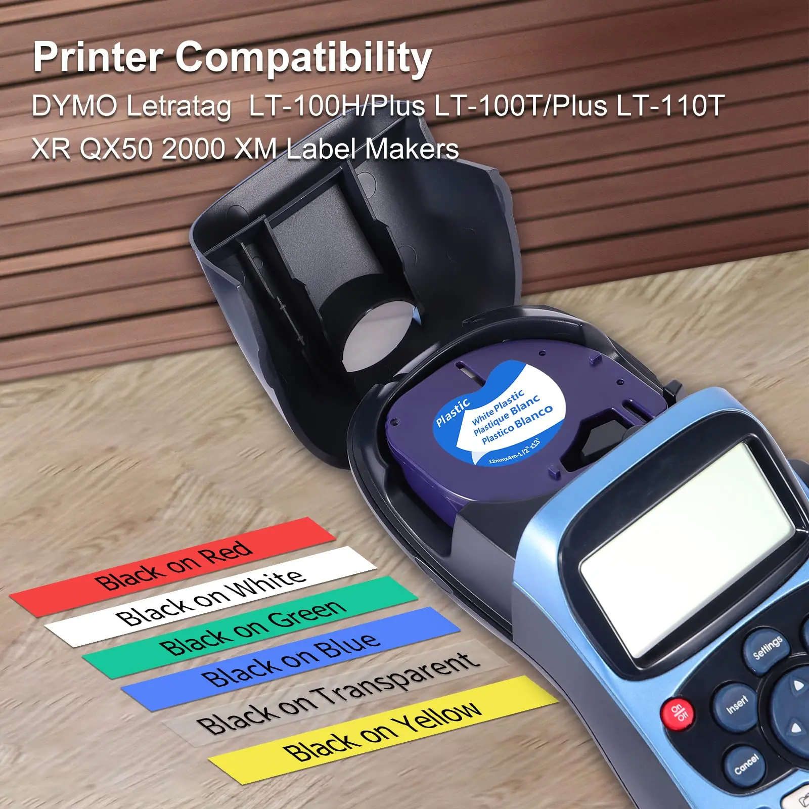 Fimax Compatible For Dymo Printer Labels Tape LetraTag 10PK 91200 12267 12mm Machine Labeling Self-adhesive Label Ribbon Paper