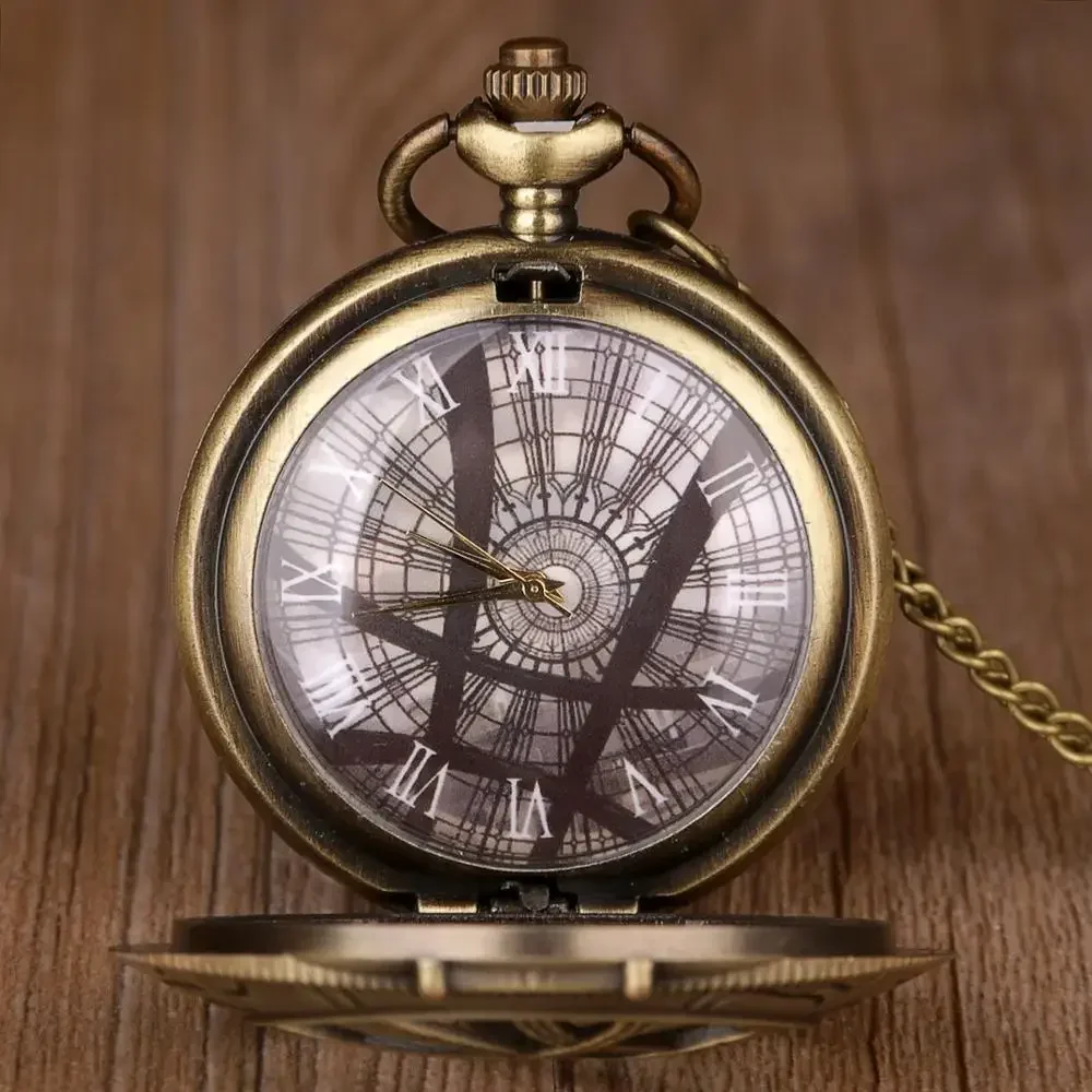 

SHUHANG 10pcs/lot Wholesale New Complex Geometric Case Quartz Pocket Watch Steampunk Men Women Necklace Pendant Clock Gifts